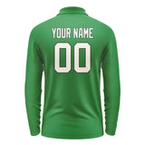 Custom Emerald Green Cream Long Sleeve Polo Shirt