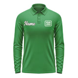 Custom Emerald Green Cream Long Sleeve Polo Shirt