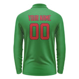 Custom Emerald Green Red Long Sleeve Polo Shirt