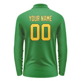 Custom Emerald Green Gold Long Sleeve Polo Shirt