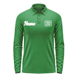 Custom Emerald Green White Long Sleeve Polo Shirt