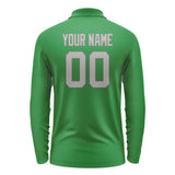 Custom Emerald Green Gray Long Sleeve Polo Shirt
