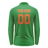 Custom Emerald Green Orange Long Sleeve Polo Shirt