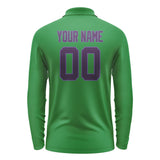 Custom Emerald Green Purple Long Sleeve Polo Shirt