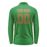 Custom Emerald Green Khaki Long Sleeve Polo Shirt