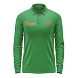Custom Emerald Green Khaki Long Sleeve Polo Shirt
