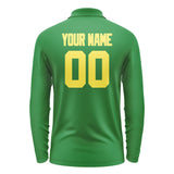 Custom Emerald Green Light Yellow Long Sleeve Polo Shirt