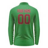 Custom Emerald Green Crimson Red Long Sleeve Polo Shirt