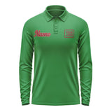 Custom Emerald Green Crimson Red Long Sleeve Polo Shirt