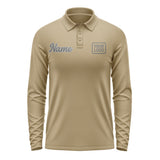 Custom Light Khaki Dark Grey Long Sleeve Polo Shirt