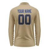 Custom Light Khaki Navy Long Sleeve Polo Shirt