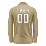 Custom Light Khaki Cream Long Sleeve Polo Shirt