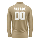 Custom Light Khaki White Long Sleeve Polo Shirt