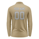 Custom Light Khaki Gray Long Sleeve Polo Shirt