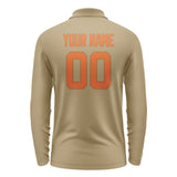 Custom Light Khaki Orange Long Sleeve Polo Shirt