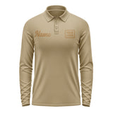 Custom Light Khaki Khaki Long Sleeve Polo Shirt