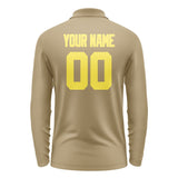 Custom Light Khaki Light Yellow Long Sleeve Polo Shirt