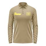 Custom Light Khaki Light Yellow Long Sleeve Polo Shirt