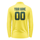 Custom Light Yellow Green Long Sleeve Polo Shirt
