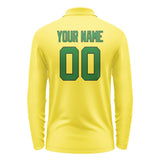 Custom Light Yellow Emerald Green Long Sleeve Polo Shirt