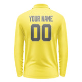 Custom Light Yellow Dark Grey Long Sleeve Polo Shirt
