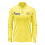 Custom Light Yellow Dark Grey Long Sleeve Polo Shirt