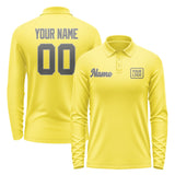 Custom Light Yellow Dark Grey Long Sleeve Polo Shirt