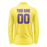 Custom Light Yellow Light Purple Long Sleeve Polo Shirt