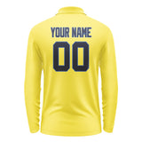 Custom Light Yellow Navy Long Sleeve Polo Shirt