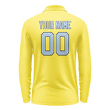 Custom Light Yellow Light Blue Long Sleeve Polo Shirt