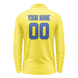 Custom Light Yellow Sky Blue Long Sleeve Polo Shirt