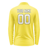 Custom Light Yellow Cream Long Sleeve Polo Shirt