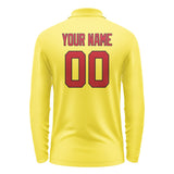 Custom Light Yellow Red Long Sleeve Polo Shirt