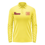 Custom Light Yellow Red Long Sleeve Polo Shirt