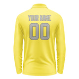 Custom Light Yellow Gray Long Sleeve Polo Shirt