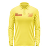 Custom Light Yellow Orange Long Sleeve Polo Shirt
