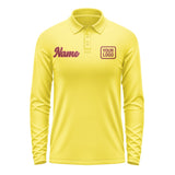 Custom Light Yellow Crimson Red Long Sleeve Polo Shirt
