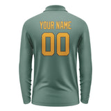 Custom Blue Green Yellow Long Sleeve Polo Shirt