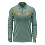 Custom Blue Green Yellow Long Sleeve Polo Shirt