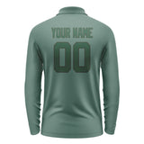 Custom Blue Green Green Long Sleeve Polo Shirt