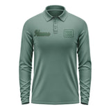 Custom Blue Green Green Long Sleeve Polo Shirt