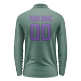 Custom Blue Green Light Purple Long Sleeve Polo Shirt