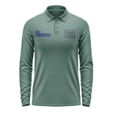 Custom Blue Green Navy Long Sleeve Polo Shirt