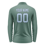 Custom Blue Green Light Blue Long Sleeve Polo Shirt