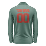 Custom Blue Green Coral Red Long Sleeve Polo Shirt