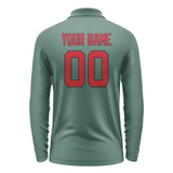 Custom Blue Green Red Long Sleeve Polo Shirt