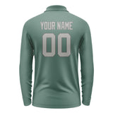 Custom Blue Green Gray Long Sleeve Polo Shirt