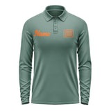 Custom Blue Green Orange Long Sleeve Polo Shirt