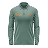 Custom Blue Green Khaki Long Sleeve Polo Shirt