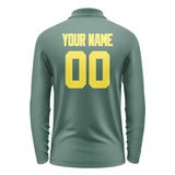 Custom Blue Green Light Yellow Long Sleeve Polo Shirt
